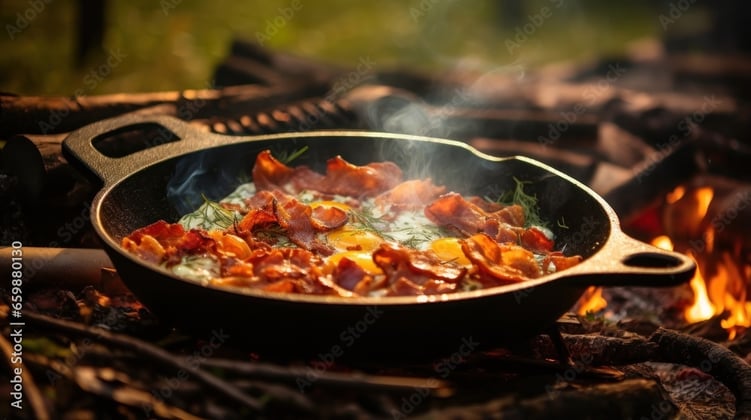 Sizzling holiday food over the fire