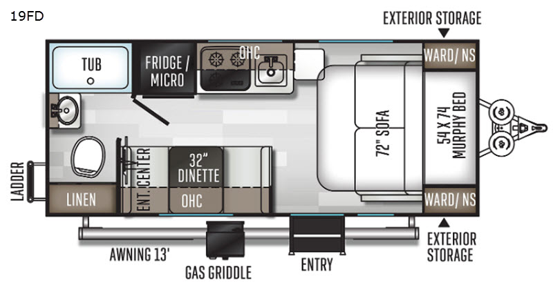 Forest River RV Rockwood Geo Pro 19FD Floorplan 