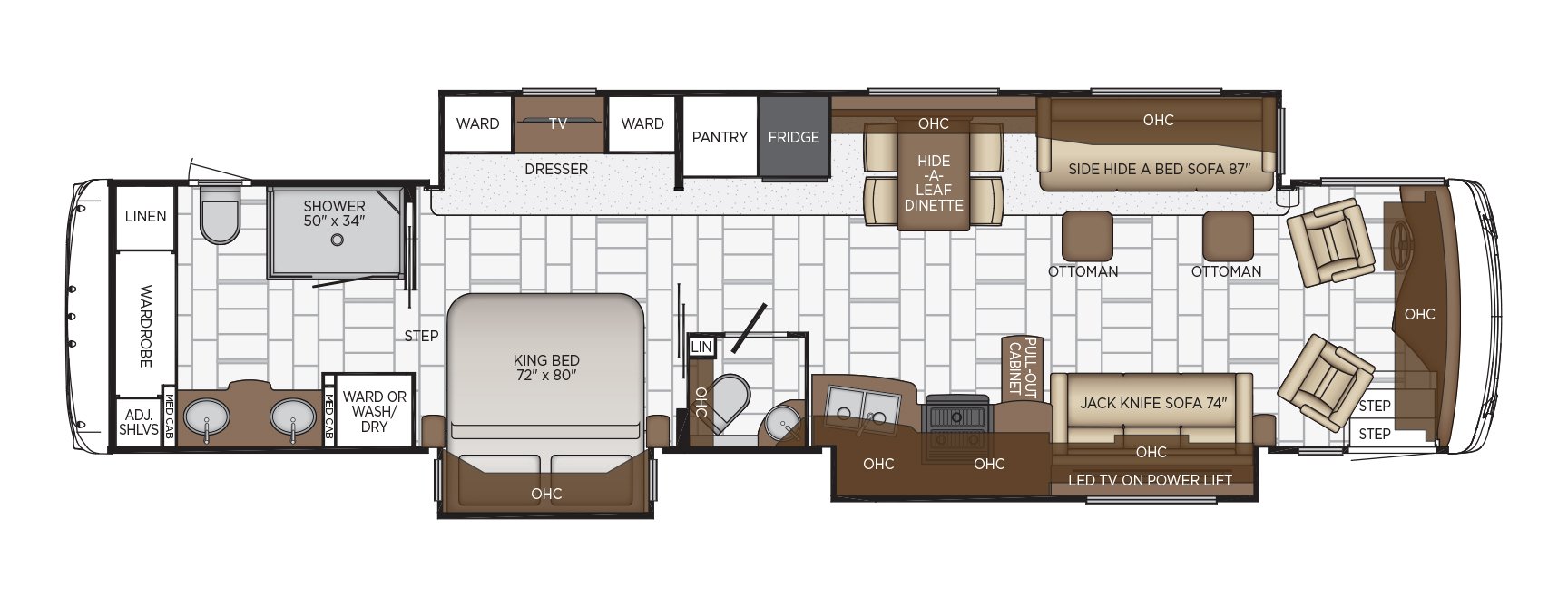 Top 5 Diesel Pusher Motorhomes Newmar Ventana floorplan 