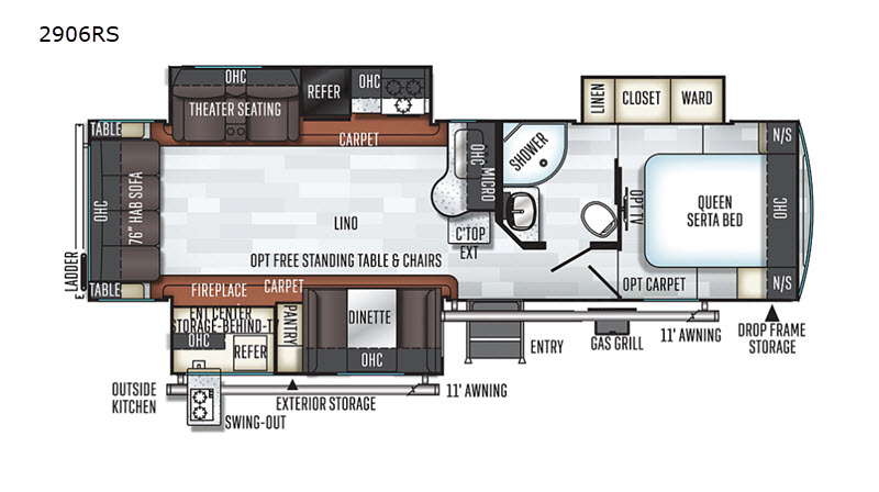 Forest River RV Rockwood Ultra-lite 2906RS Floorplan