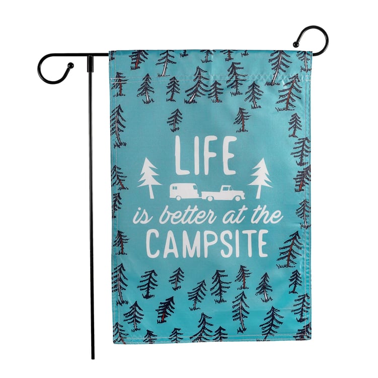 Camco Life Is Better at the Campsite Garden Flag, 12-inch x 18-inch, RV Sketch