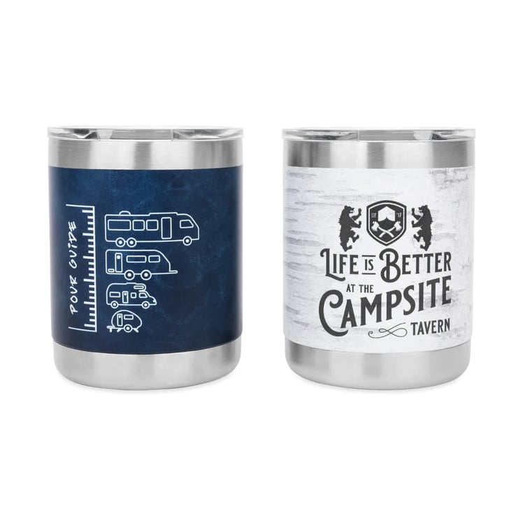 Camco Life is Better at the Campsite Lowball Whiskey Tumblers- 12 oz., 2-Pack