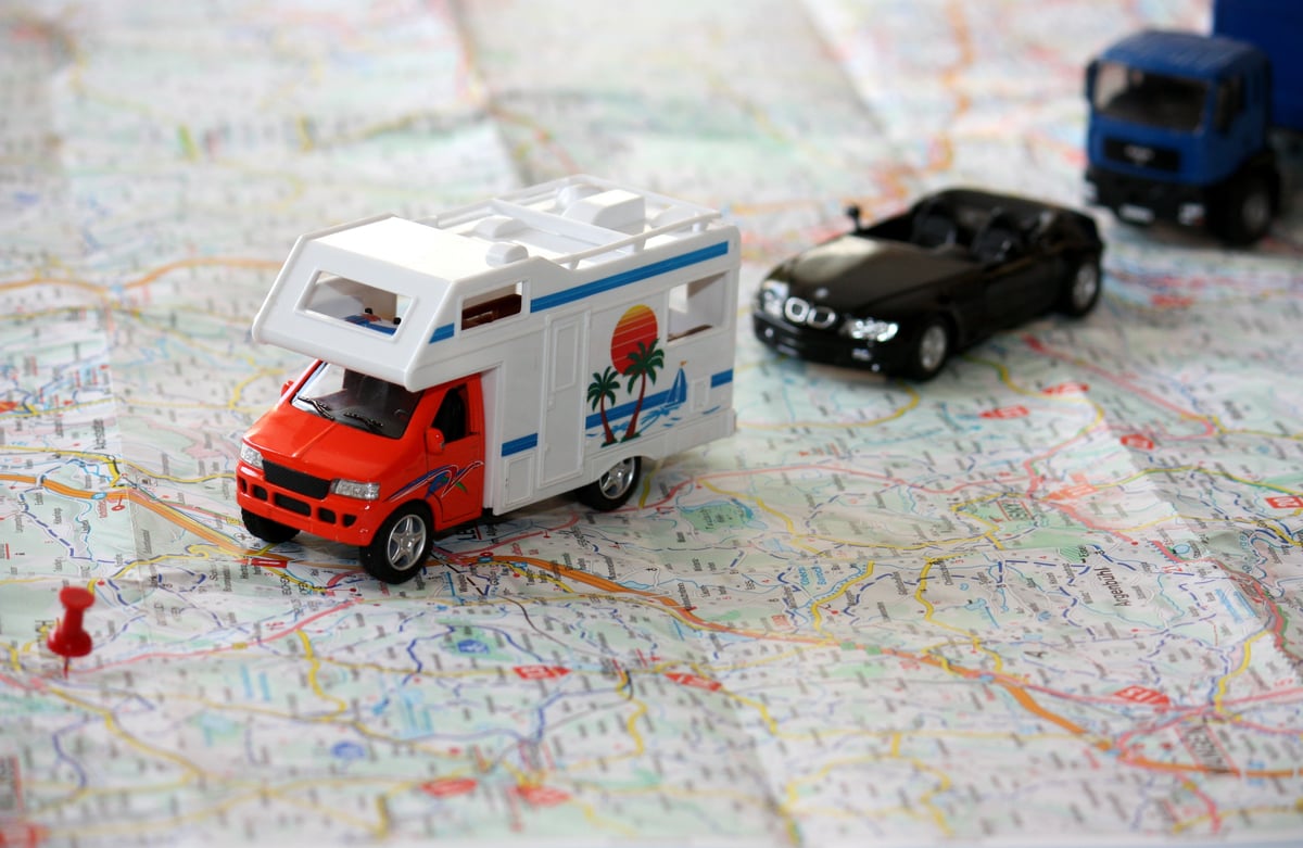 Cars and Motorhomes on a Map