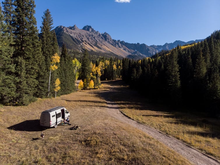 RV in the woods off the trail