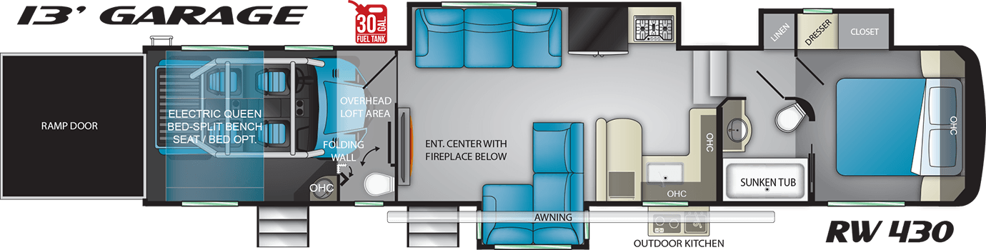 2019 Heartland Road Warrior 430 Floorplan