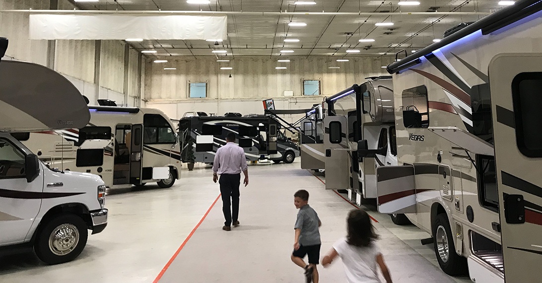 Tom Stinnett's Campers Inn RV in Louisville, Kentucky/Clarksville, Indiana has the largest indoor RV showroom in the Midwest