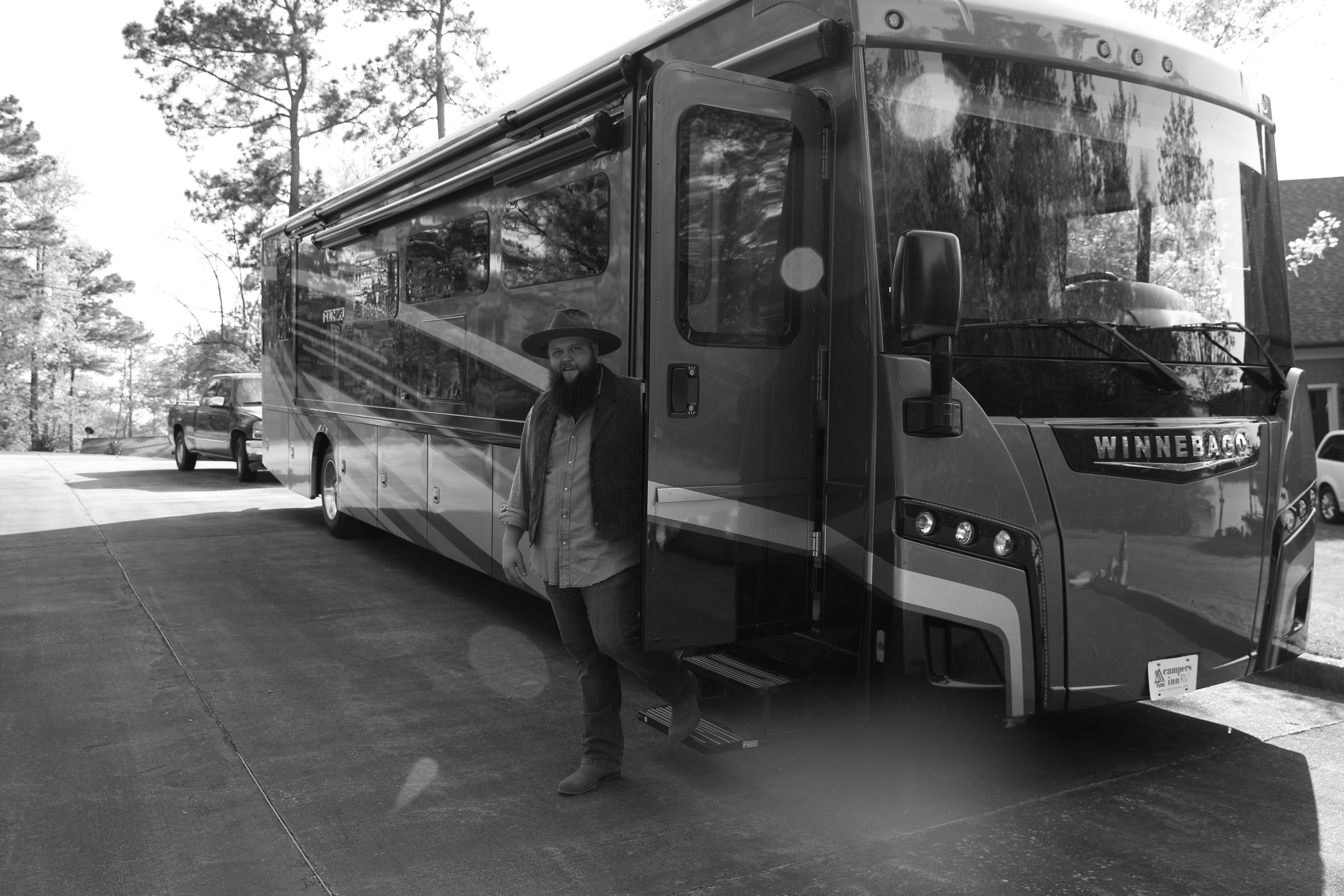 Larry Fleet traveling in his Winnebago Forza Class A Motorhome