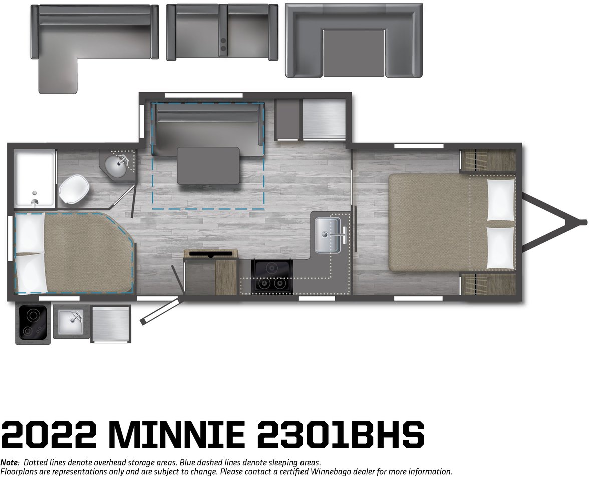 winnebago minnie 2301bhs travel trailer floor plan
