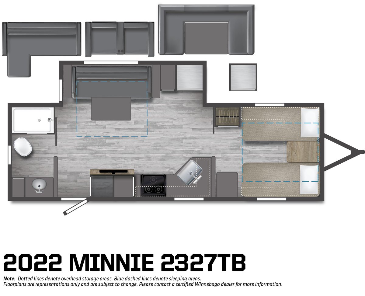 winnebago minnie 2327tb travel trailer floor plan