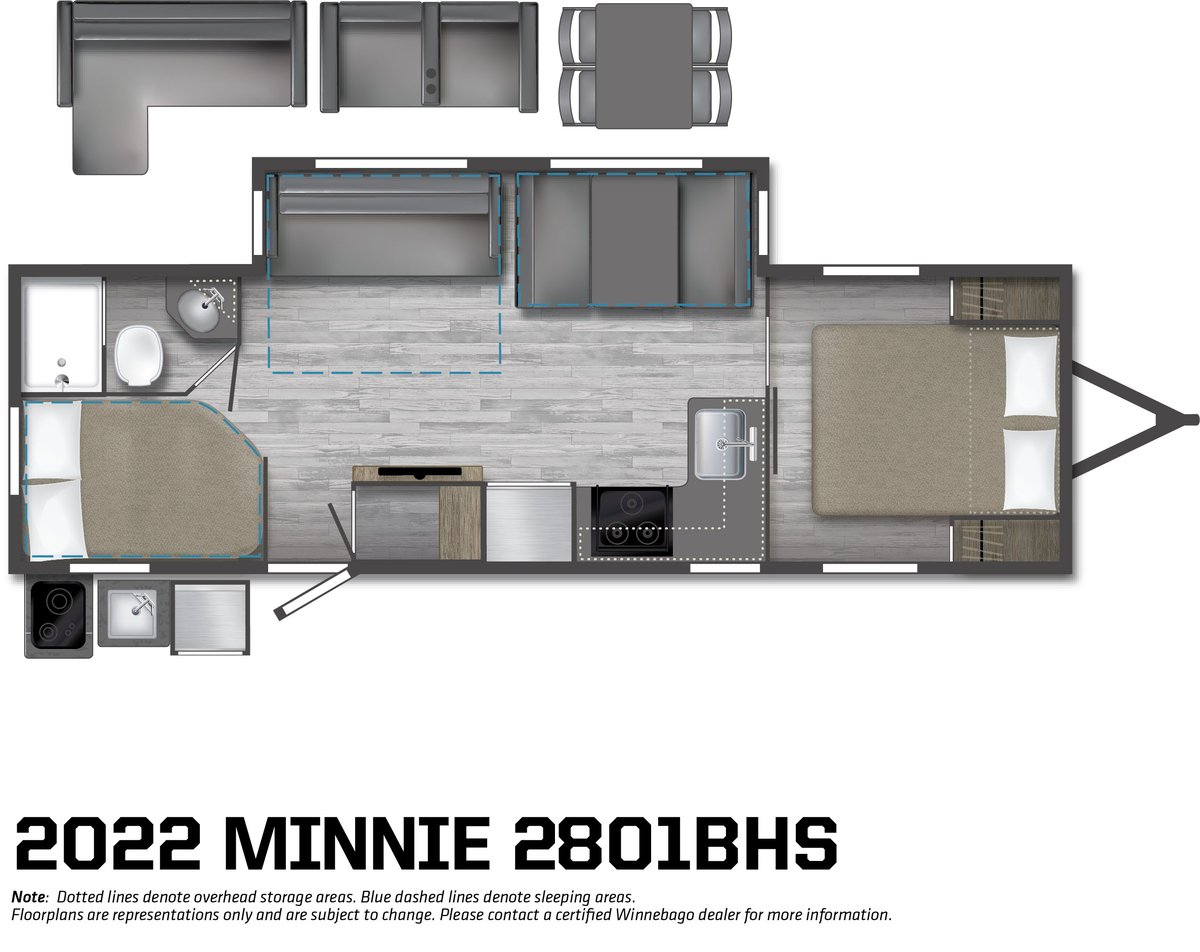 winnebago minnie 2801bhs travel trailer floor plan