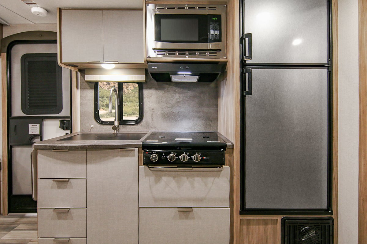 travel trailer interior galley kitchen