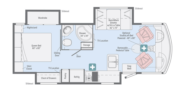 winnebago adventurer class a motorhome floorplan options