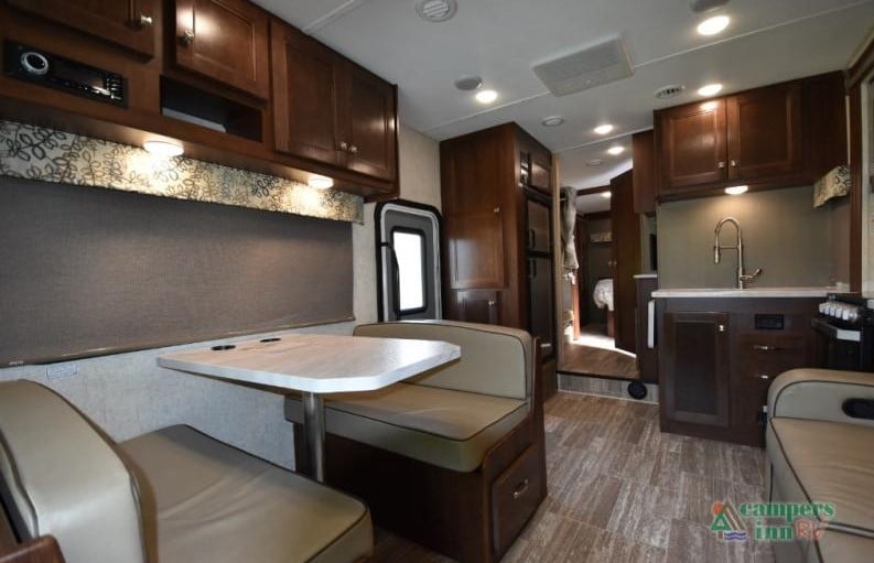 Dinette area of a Class c motorhome 