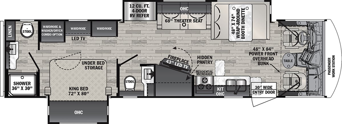 forest river fr3 34ds class a motorhome floor plan