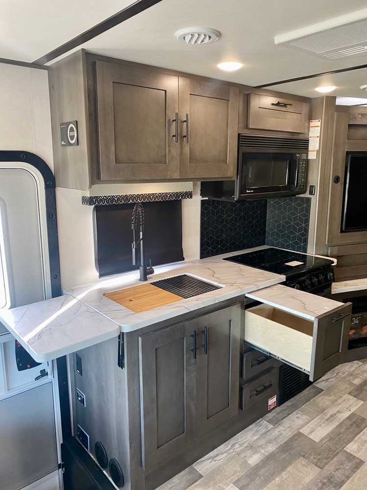 forest river fr3 34ds class a motorhome kitchen