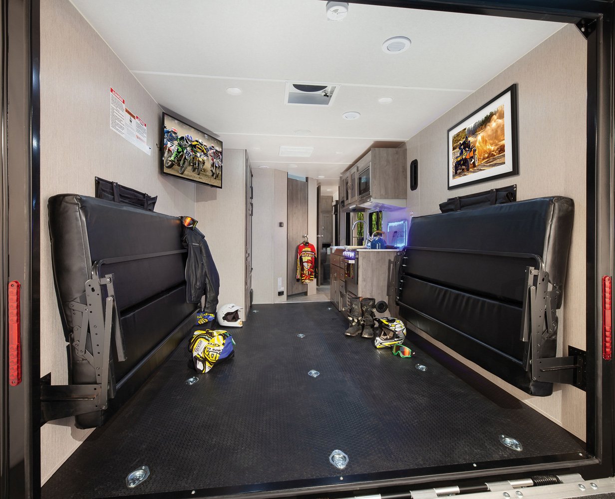 forest river work and play toy hauler interior