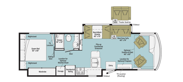 winnebago forza class a motorhome floorplan options