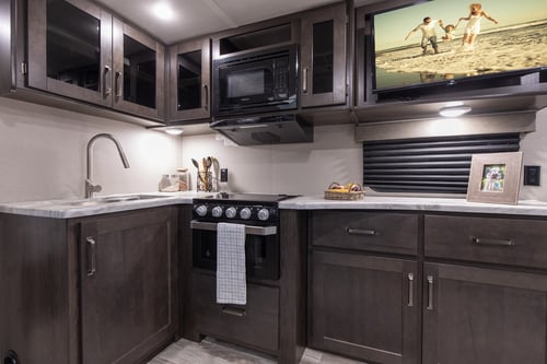 grand design trascend Xplor Travel Trailer kitchen