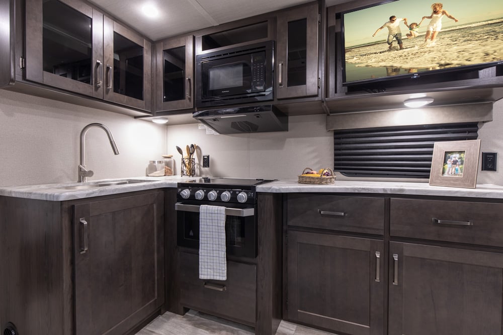 grand design trascend xplor travel trailer kitchen