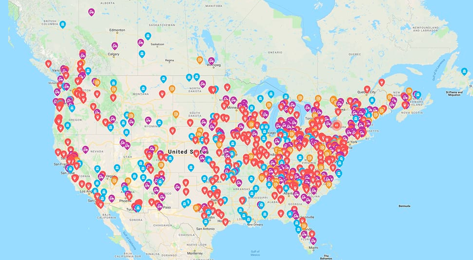 harvest hosts camp sites map