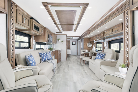 The interior of a 2020 Newmar Ventana featuring the largo interior.