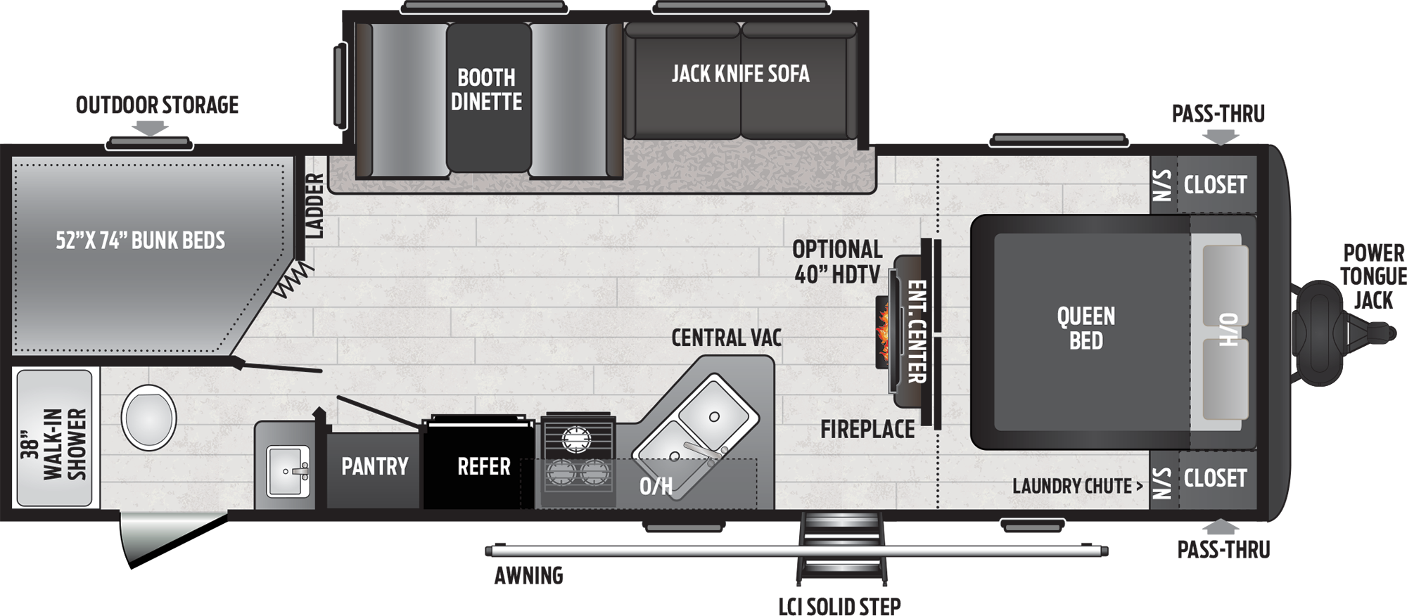 travel trailer bunk bed dimensions