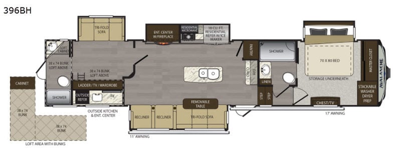 Top 5 Fifth Wheel RVs: Keystone Avalanche floorplan