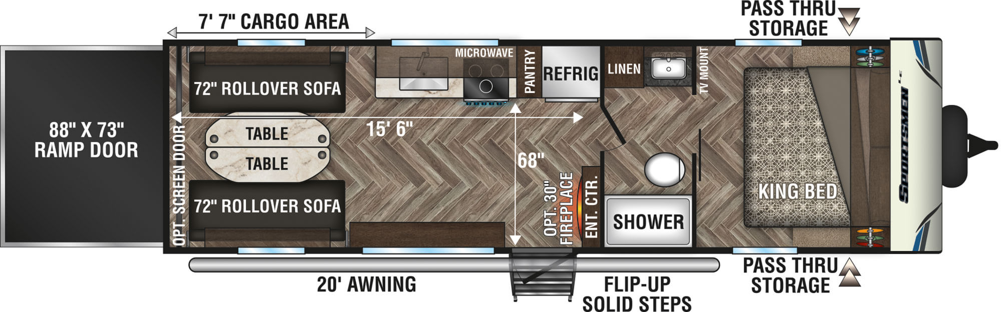 travel trailer toy hauler with king bed