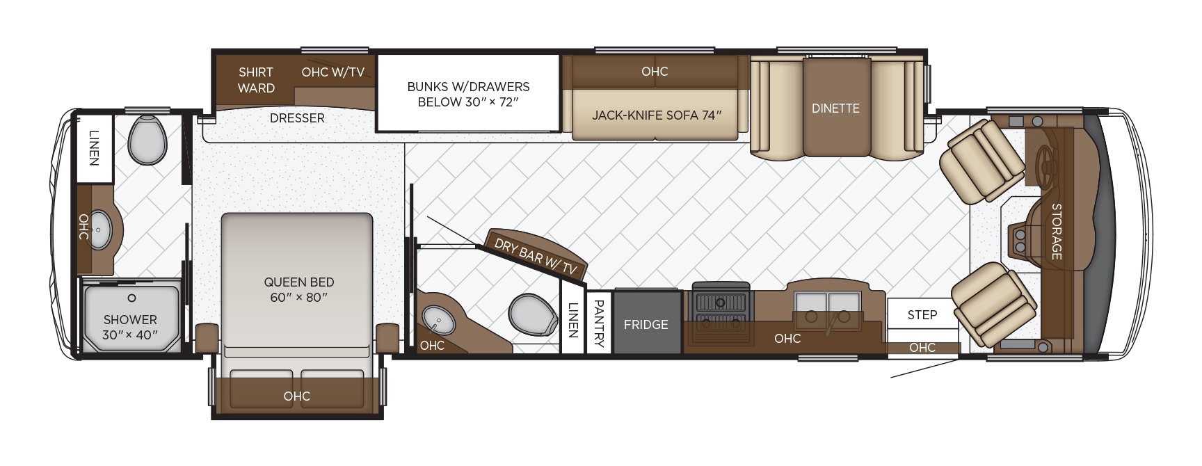 newmar bay star class a motorhome floorplan options-1