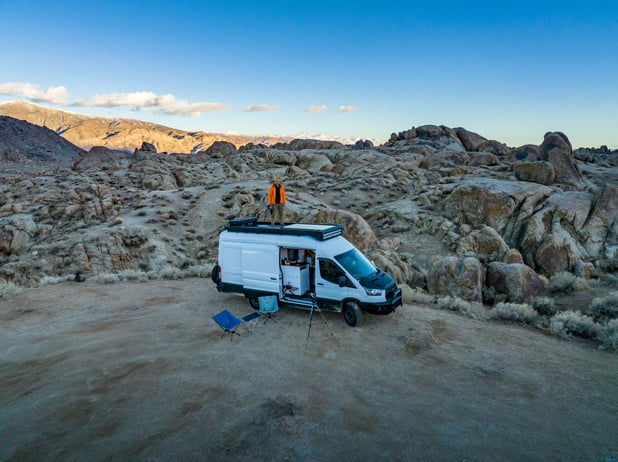 Boondocking expert poses in the mountains