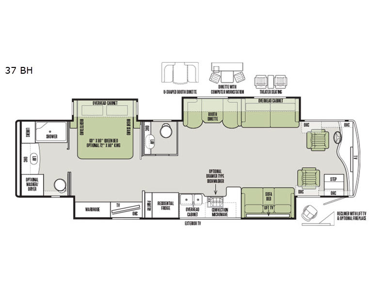 Top 5 Diesel Pusher Motorhomes Tiffin Phaeton floorplan