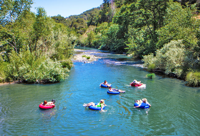 family tubing at russian river rv resort