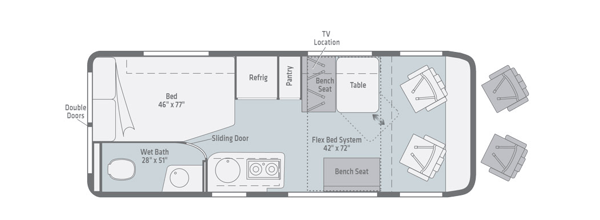 winnebago travato class b motorhome floorplan options