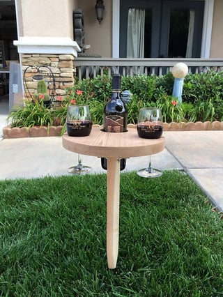 Round Cedar Outdoor Wine Table