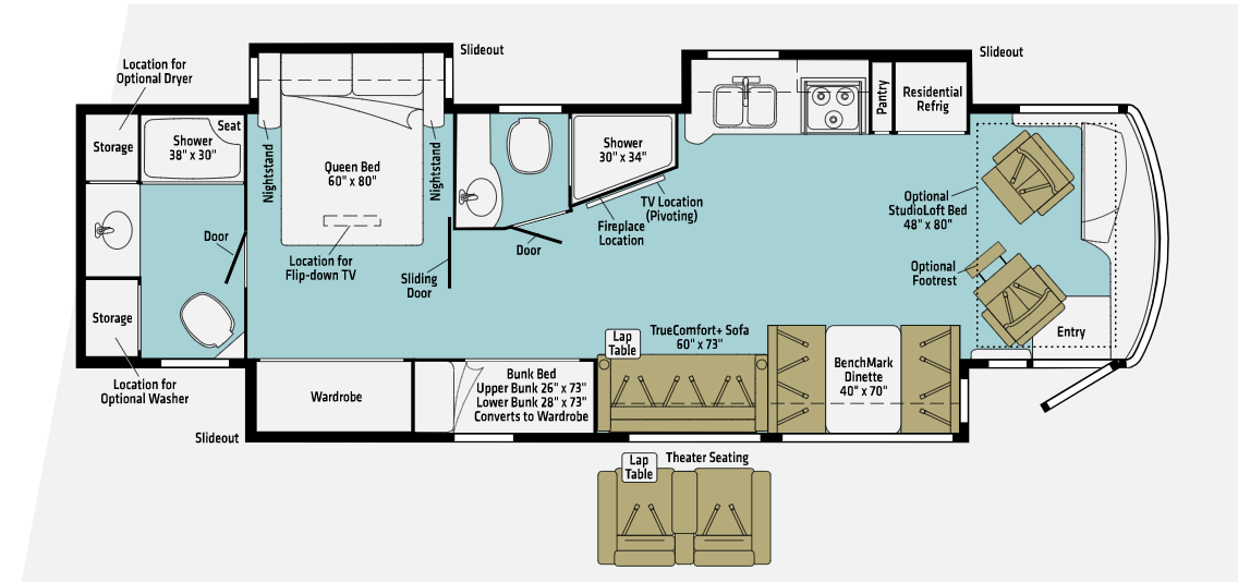 winnebago forza class a motorhome floor plan