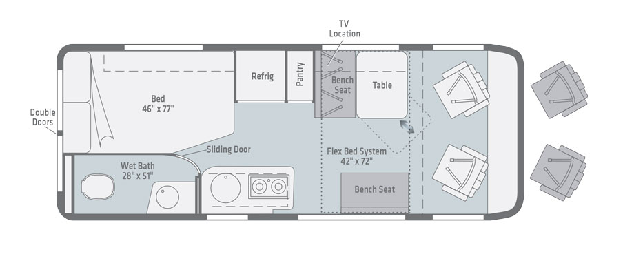 winnebago travato class b motorhome floorplan options