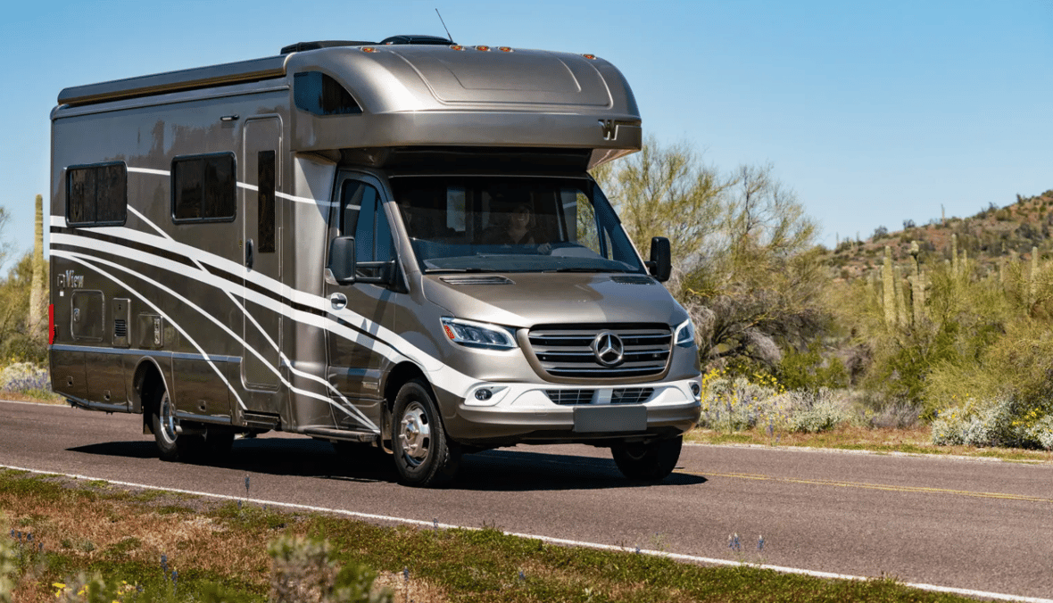 winnebago view class c motorhome on the road