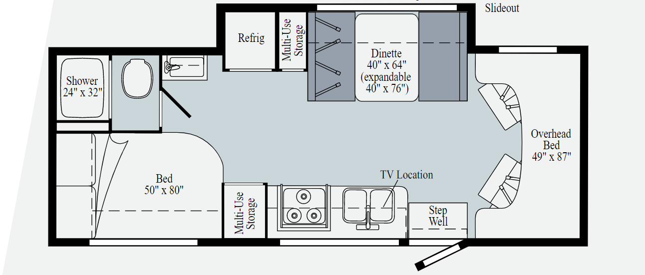 winnebago vita 24f class c motorhome floorplan