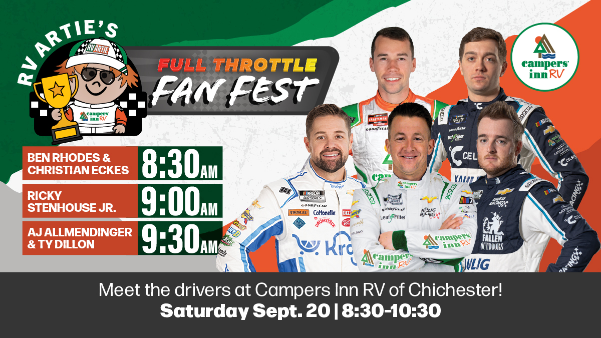 Meet NASCAR Drivers at RV Artie’s Full Throttle Fan Fest!